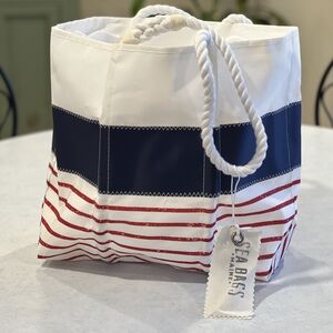Nautical Striped Tote Bag - White, Blue, and Red By Seabags